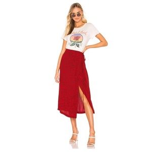 Free People Yasmin Tied Midi Skirt in Raspberry